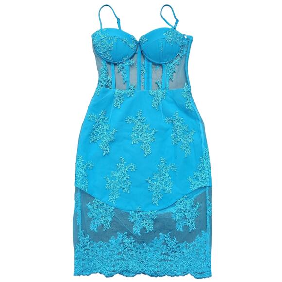 NBD Revolve One Time Turquoise Corset Lace Dress Size Small - Picture 1 of 8